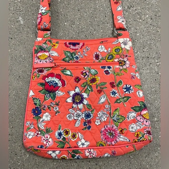 Vera Bradley Summer Crossbody Purse Peach Floral EUC Clean - Picture 5 of 11